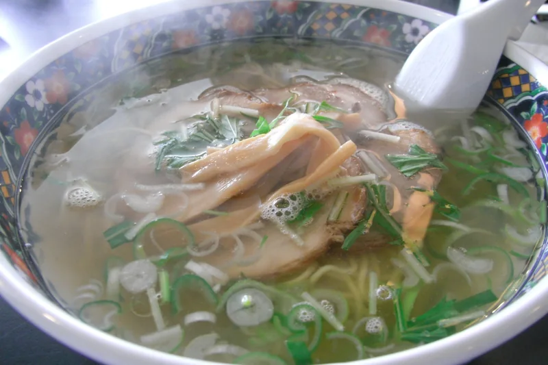 A bowl of shio ramen at Ajisai near Goryokaku Tower in Hakodate