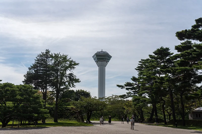 The white observation tower at Goryokaku in Hakodate