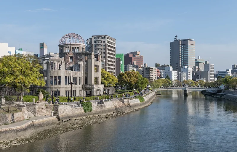 The Atomic Bomb Dome beside the Motoyasu River in Hiroshima