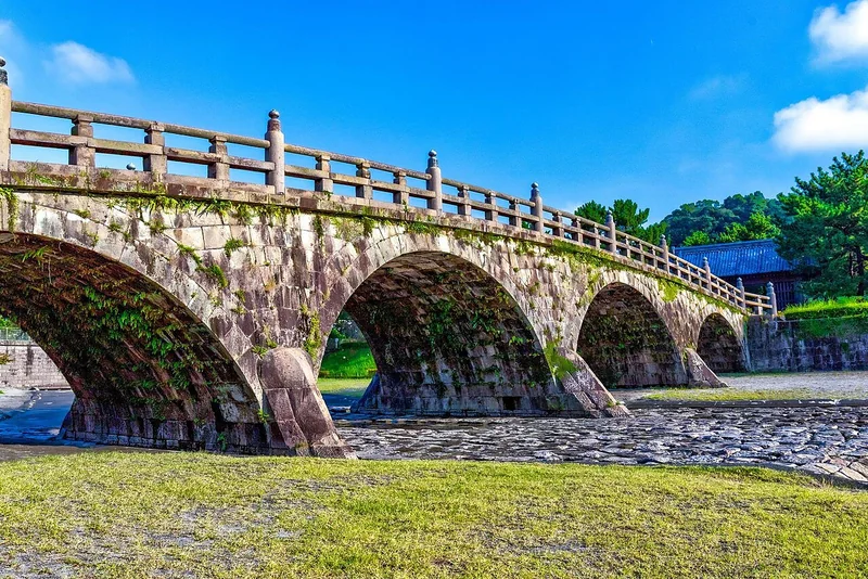 A historic stone arch bridge preserved at Ishibashi Memorial Park in Kagoshima