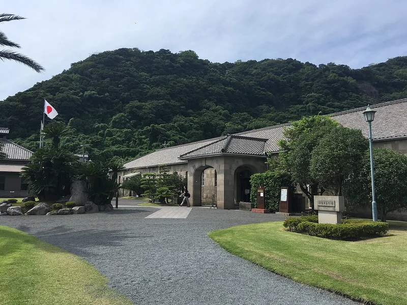 The stone exterior and entrance of Shoko Shuseikan Museum in Kagoshima