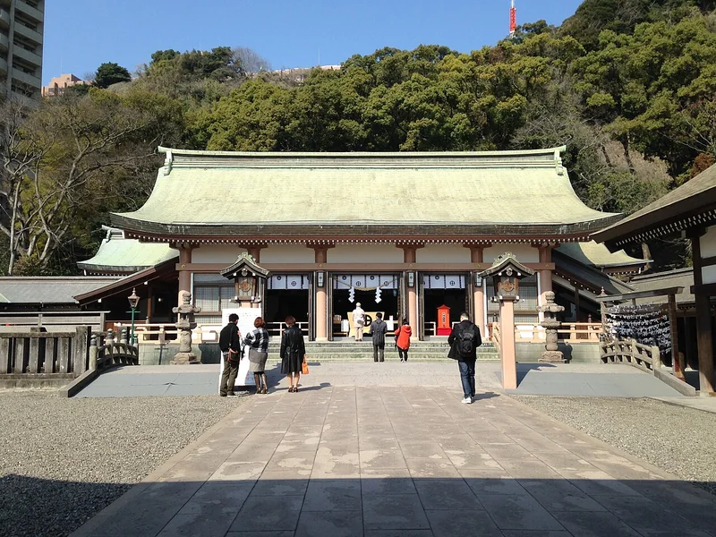 The worship hall of Terukuni Shrine in Kagoshima