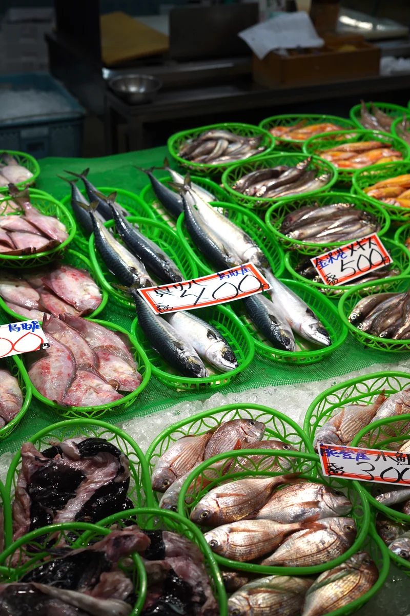 Fresh seafood at Omicho Market