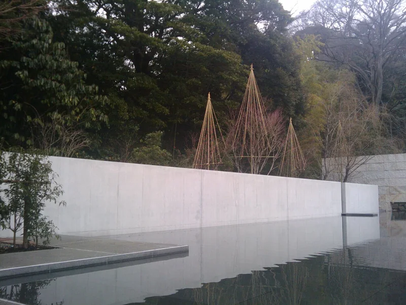 Modern architecture and reflective water at D.T. Suzuki Museum