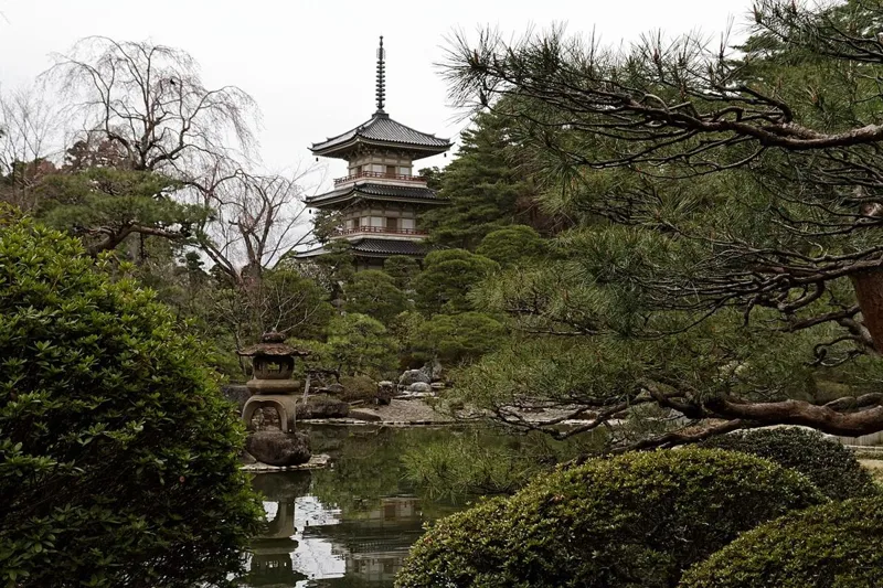 Rinnoji’s pagoda seen across its garden in Sendai