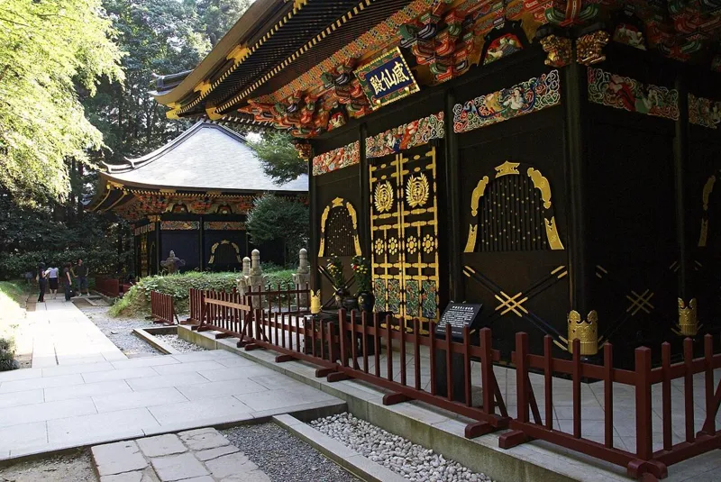The richly coloured mausoleum buildings of Zuihoden in Sendai