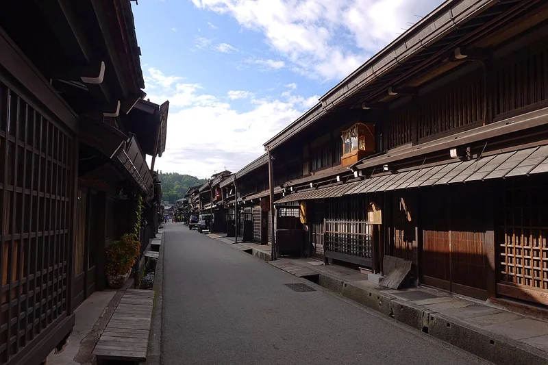 Traditional wooden shopfronts along Sanmachi in Takayama