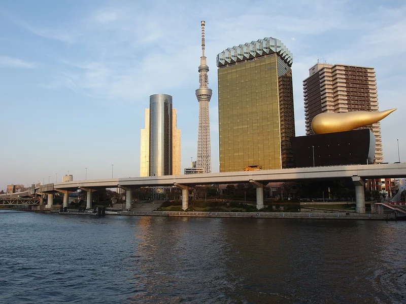 Tokyo Skytree and the Sumida River seen from the Asakusa waterfront