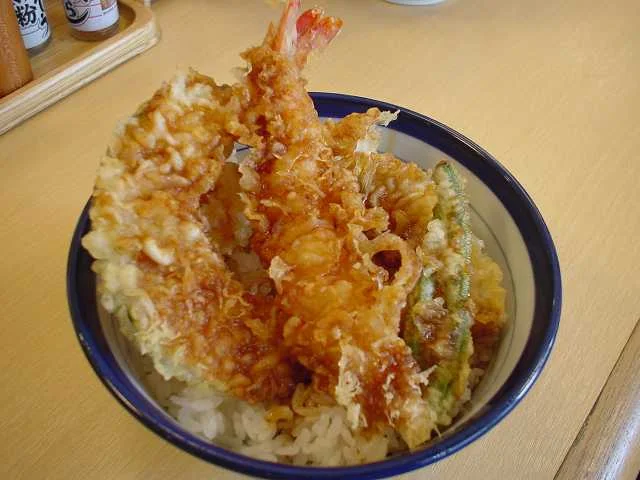 Tendon, tempura on rice.
