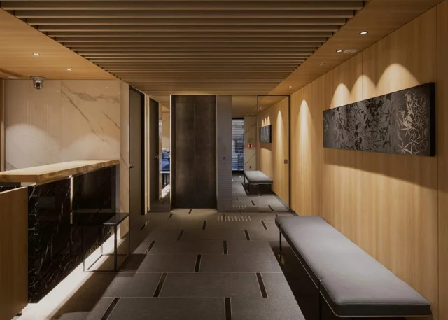 Lobby seating and reception at Kyoto Gion U-BELL Hotel