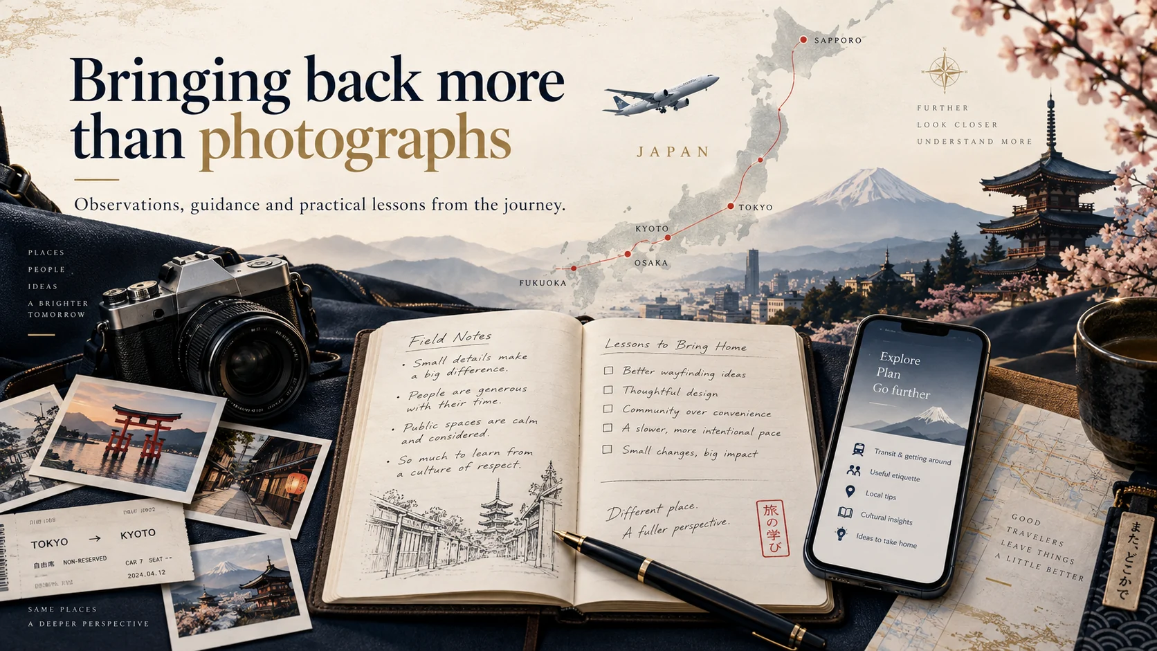 Bringing back more than photographs: an illustrated notebook, camera and railway-learning scene