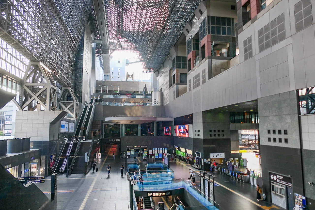 The soaring central concourse of Kyoto Station