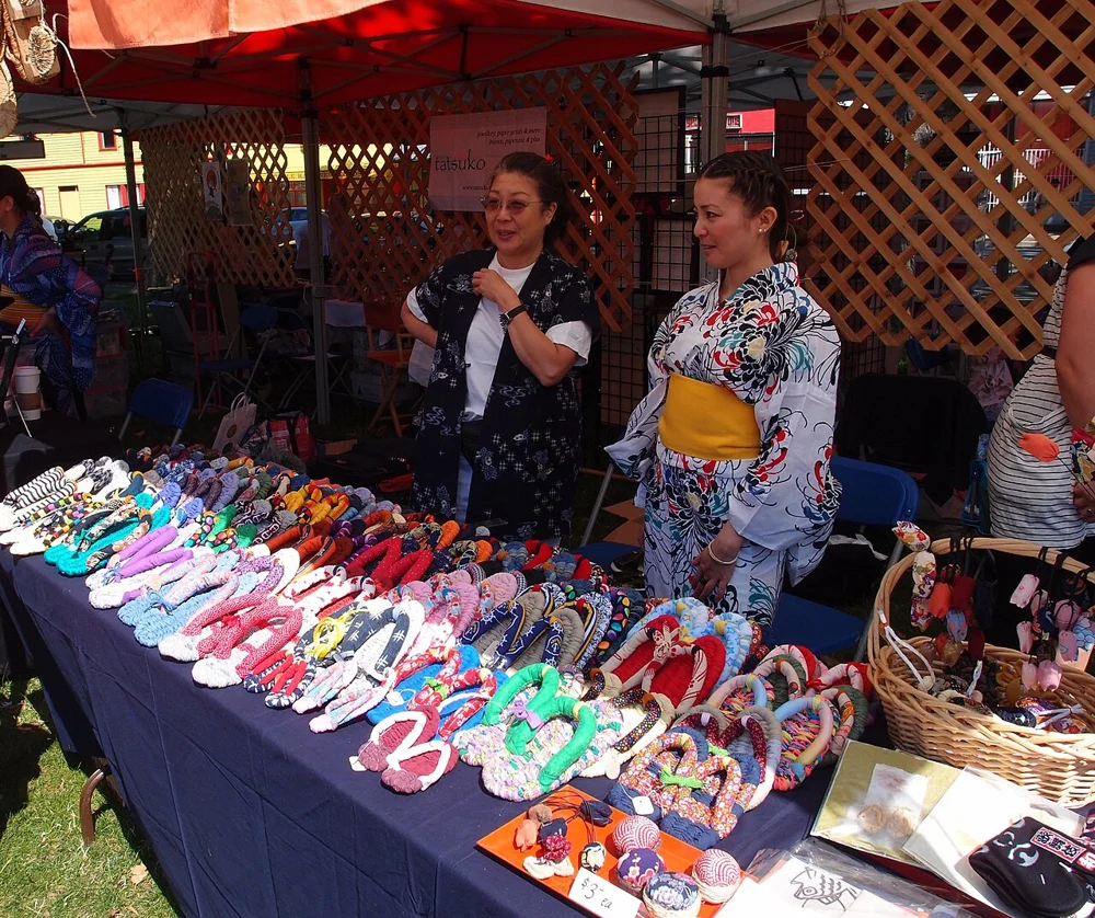 A display of colourful geta sandals