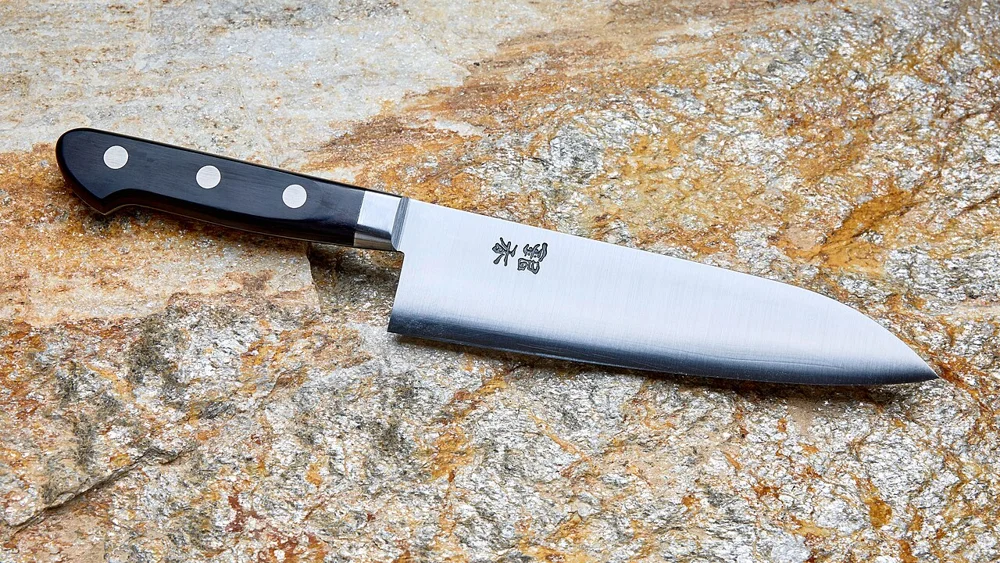 An Ashi Ginga santoku kitchen knife