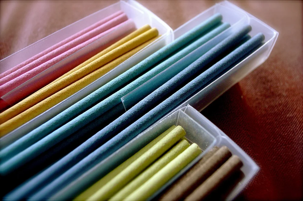 Colourful Japanese incense sticks