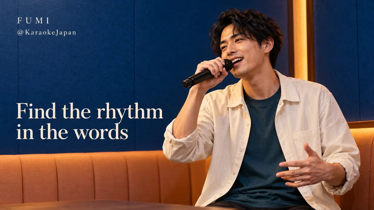 Fumi illustration: A singer enjoying a song in a softly lit room