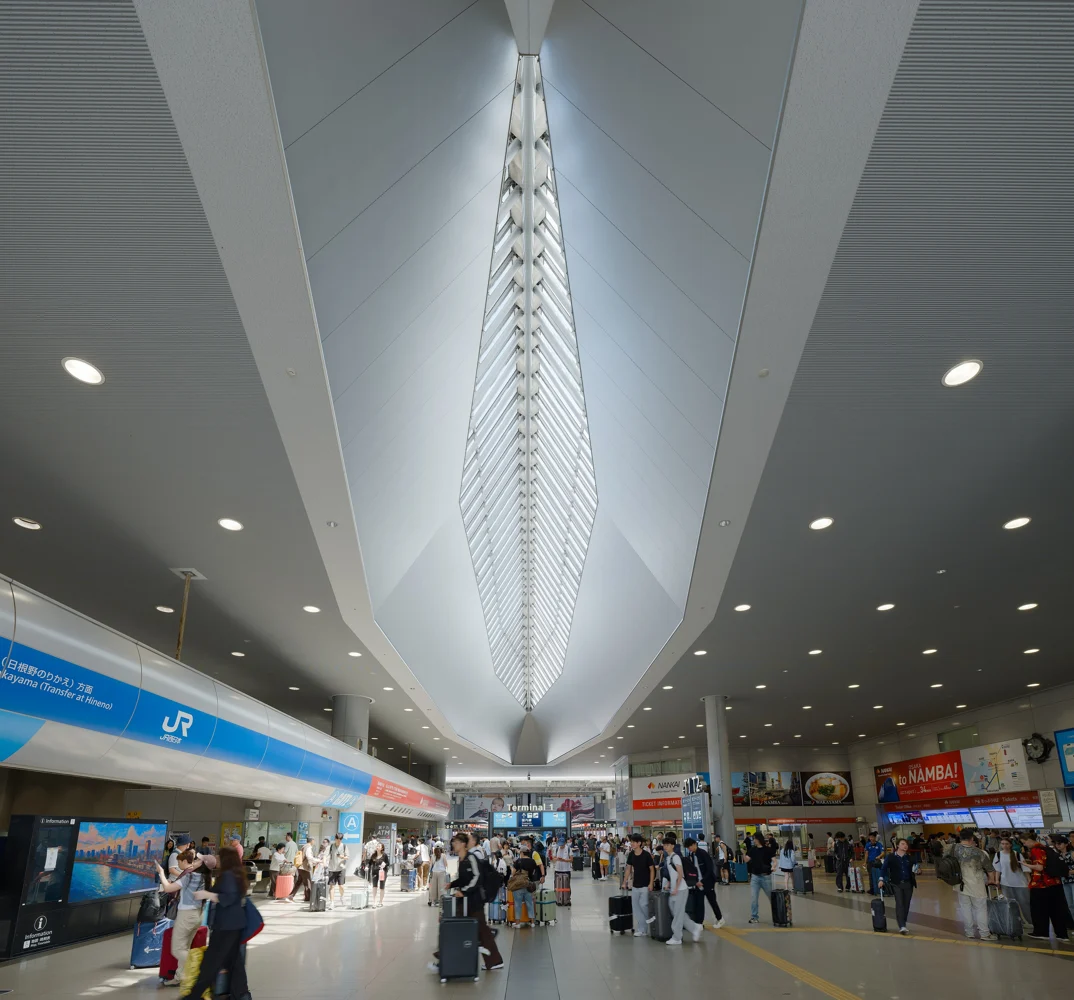 JR and Nankai signs across the Kansai Airport Station concourse.